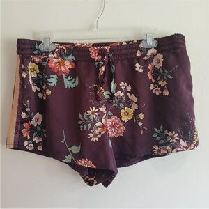Secret Treasures Pajama Sleep Shorts Large Purple Satin Floral Sleepwear